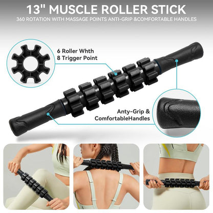 5 in 1 Foam Roller Set, Patented Foam Roller High Density Deep Tissue Massager for Muscle Massage, Massage Roller, Massage Ball, Resistance Band for Whole Body Physical Therapy Deep Muscle Massage Body Care Daily Muscle Massage Yoga Foam Lightweight