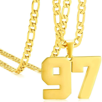 Springtok Stainless Steel Necklace Golden Athlete Men'S Sports Number Necklace Men'S Daily Wear Gift