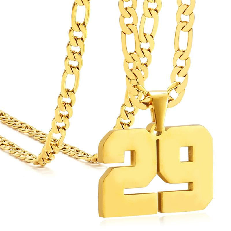 Springtok Stainless Steel Necklace Golden Athlete Men'S Sports Number Necklace Men'S Daily Wear Gift