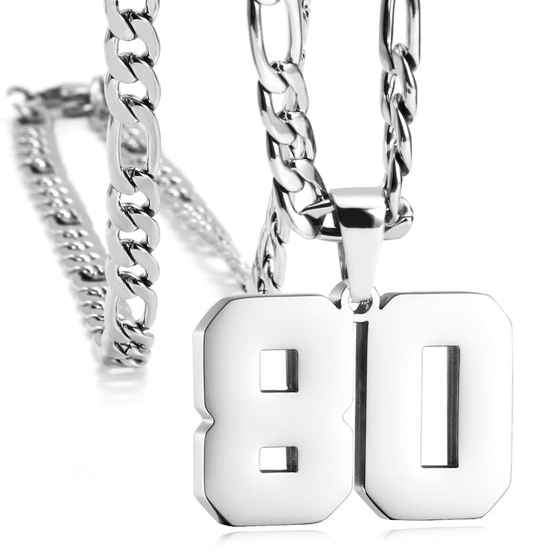 Number Necklaces for Mens, Athletes Stainless Steel Sport Number Pendant Chain for Baseball/Basketball/Football Team Inspiration Jewelry Accessory