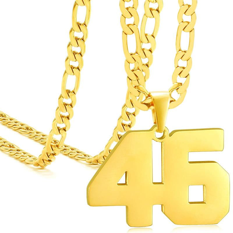 Springtok Stainless Steel Necklace Golden Athlete Men'S Sports Number Necklace Men'S Daily Wear Gift