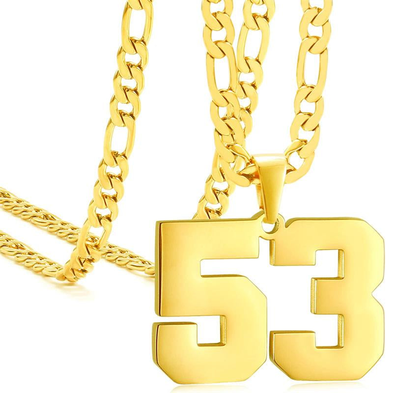 Springtok Stainless Steel Necklace Golden Athlete Men'S Sports Number Necklace Men'S Daily Wear Gift