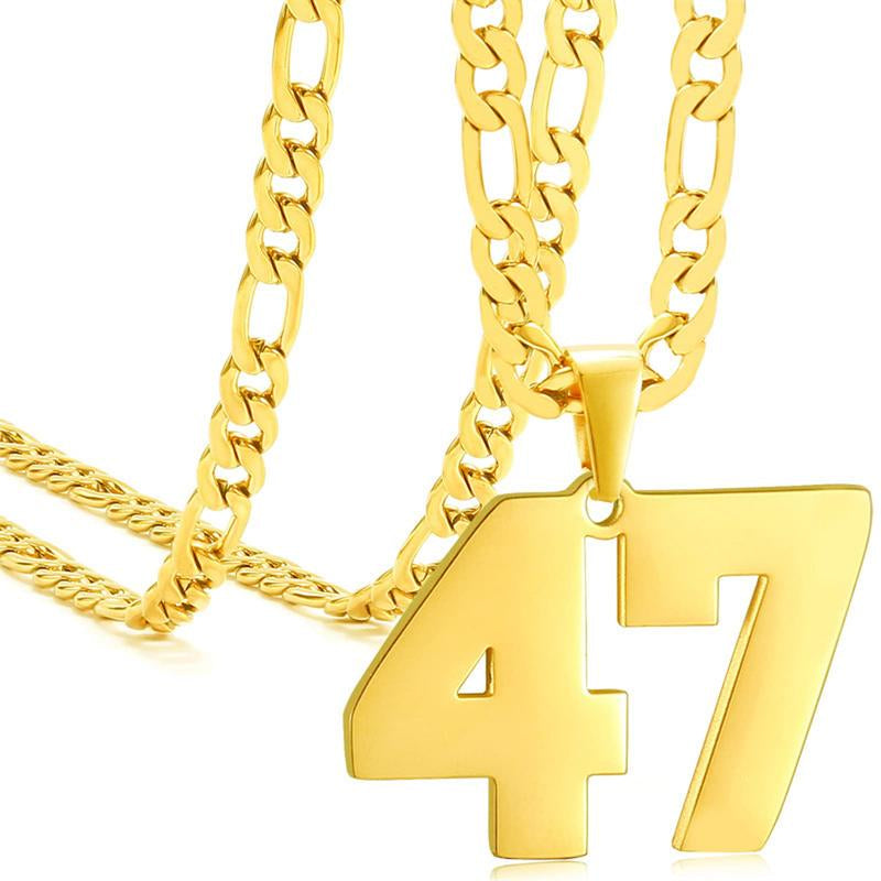 Springtok Stainless Steel Necklace Golden Athlete Men'S Sports Number Necklace Men'S Daily Wear Gift
