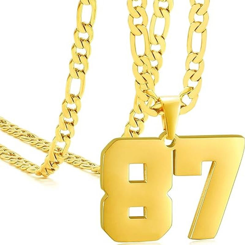 Springtok Stainless Steel Necklace Golden Athlete Men'S Sports Number Necklace Men'S Daily Wear Gift
