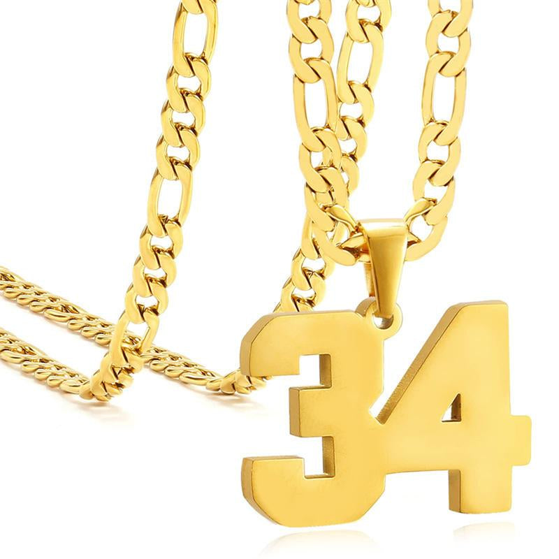 Springtok Stainless Steel Necklace Golden Athlete Men'S Sports Number Necklace Men'S Daily Wear Gift