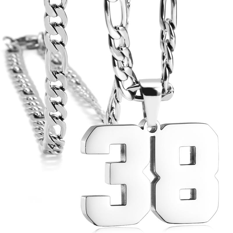 Number Necklaces for Mens, Athletes Stainless Steel Sport Number Pendant Chain for Baseball/Basketball/Football Team Inspiration Jewelry Accessory