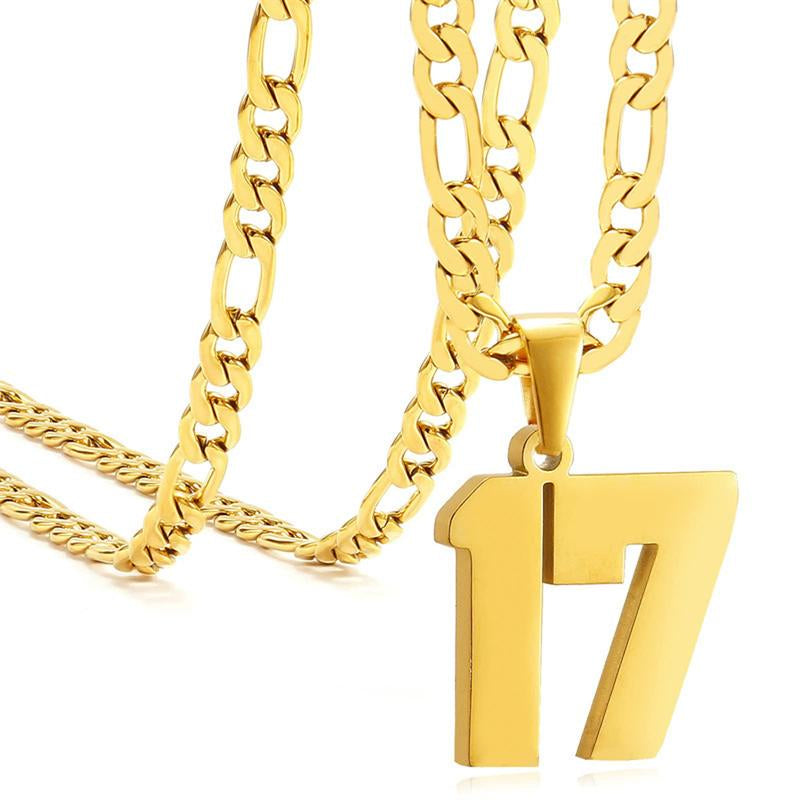 Springtok Stainless Steel Necklace Golden Athlete Men'S Sports Number Necklace Men'S Daily Wear Gift