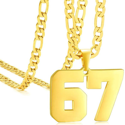Springtok Stainless Steel Necklace Golden Athlete Men'S Sports Number Necklace Men'S Daily Wear Gift