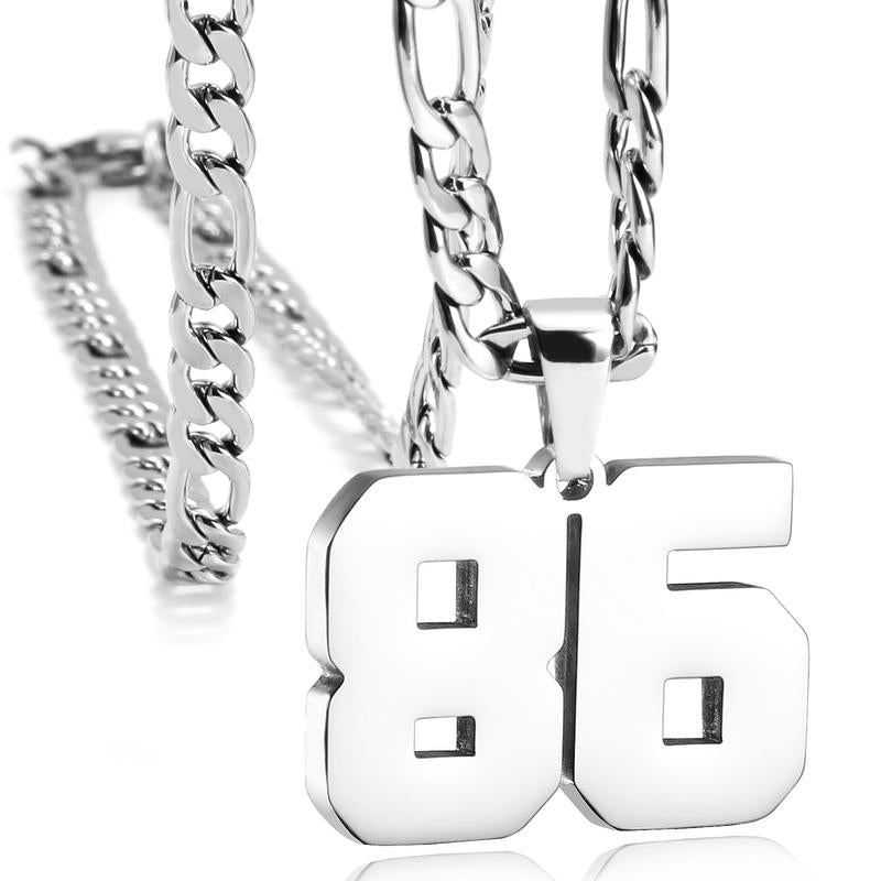 Number Necklaces for Mens, Athletes Stainless Steel Sport Number Pendant Chain for Baseball/Basketball/Football Team Inspiration Jewelry Accessory