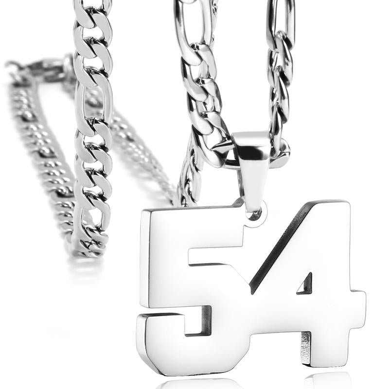 Number Necklaces for Mens, Athletes Stainless Steel Sport Number Pendant Chain for Baseball/Basketball/Football Team Inspiration Jewelry Accessory