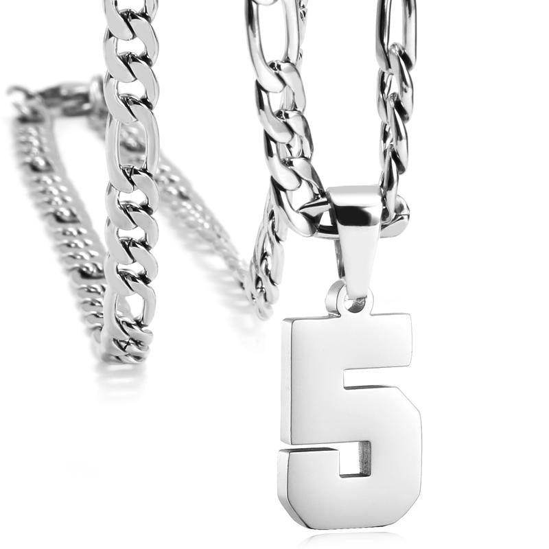 Number Necklaces for Mens, Athletes Stainless Steel Sport Number Pendant Chain for Baseball/Basketball/Football Team Inspiration Jewelry Accessory