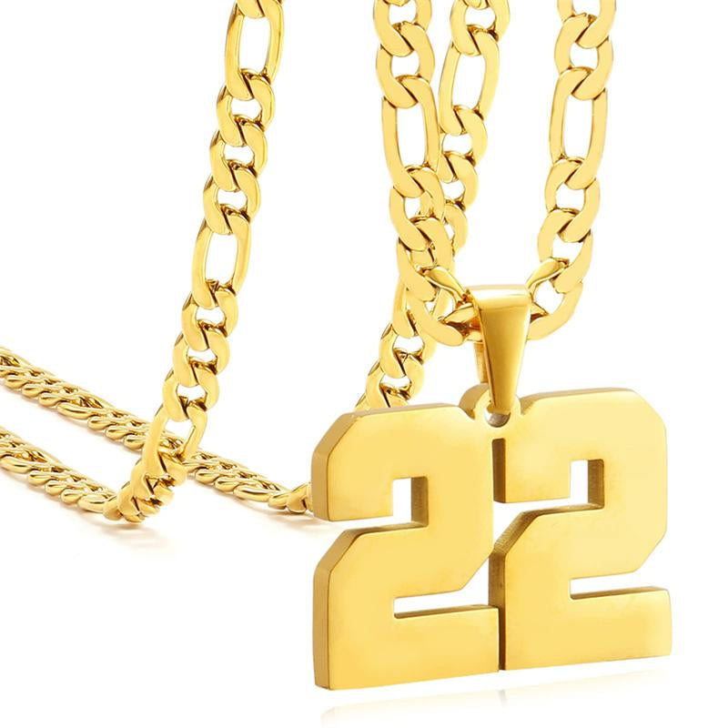 Springtok Stainless Steel Necklace Golden Athlete Men'S Sports Number Necklace Men'S Daily Wear Gift